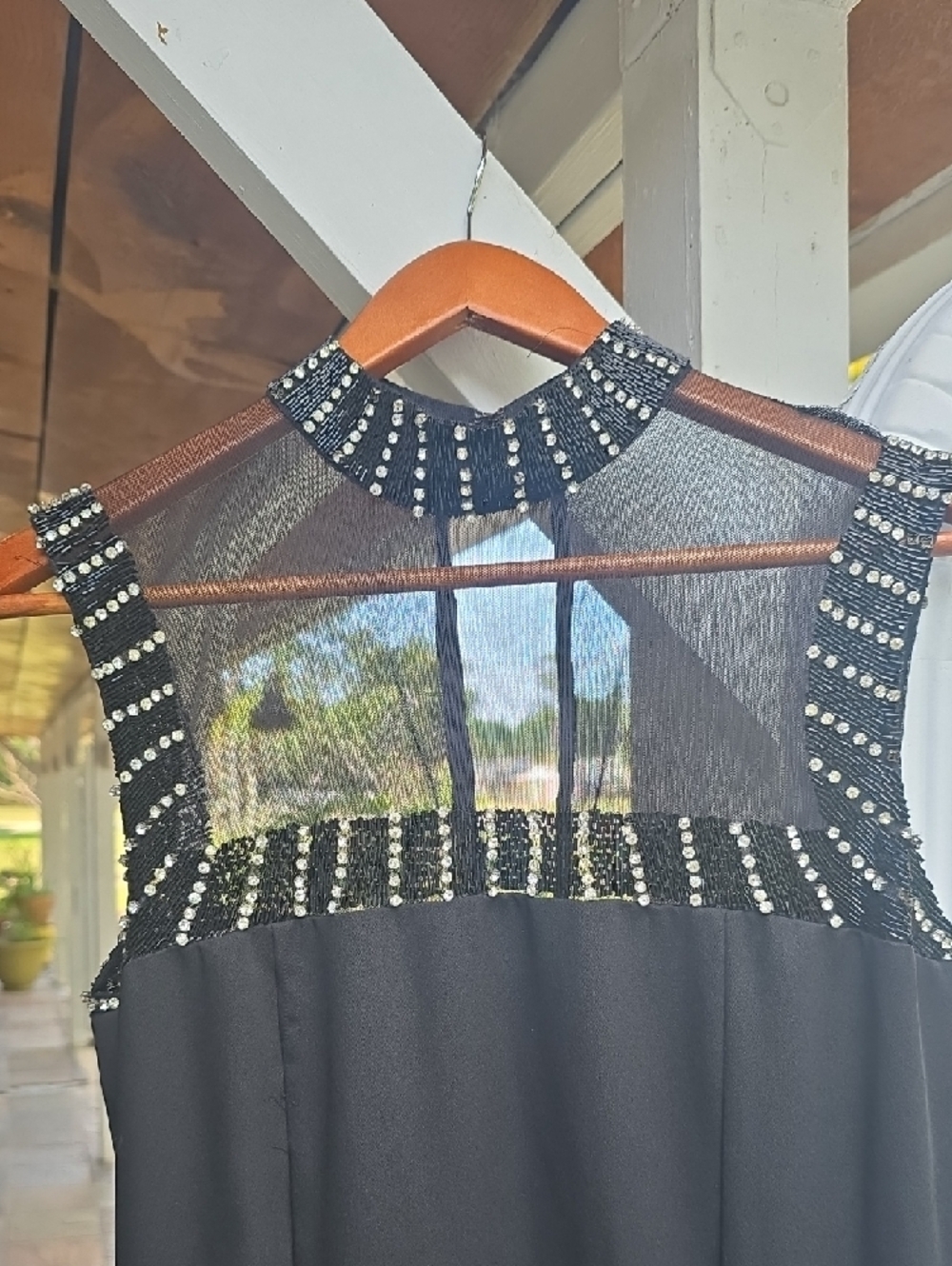 Lillie Rubin Black Beaded Fringe Evening Dress Size 8 - Picture 4 of 14